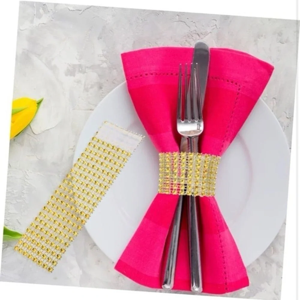 New 24pcs Decorative Napkin Rings with Rhinestones Inlaid Elegant Napkin Holders
